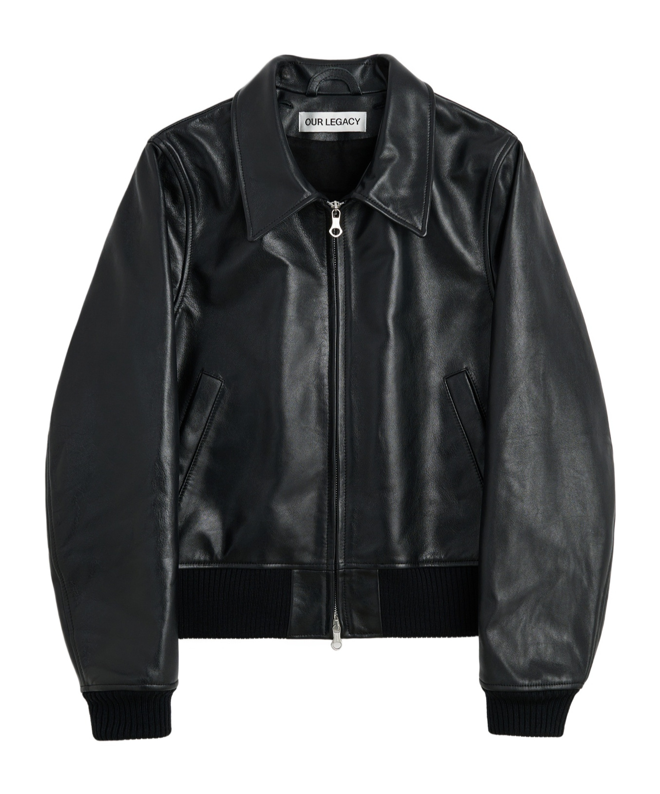 Our Legacy Long Sleeve Leather Jacket In Black