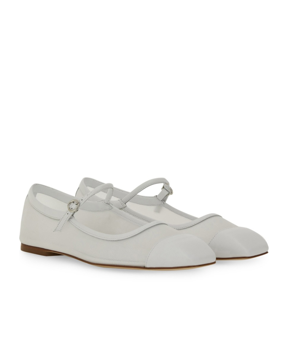 Aeyde Uma Square Toe Mary Jane Flats In White
