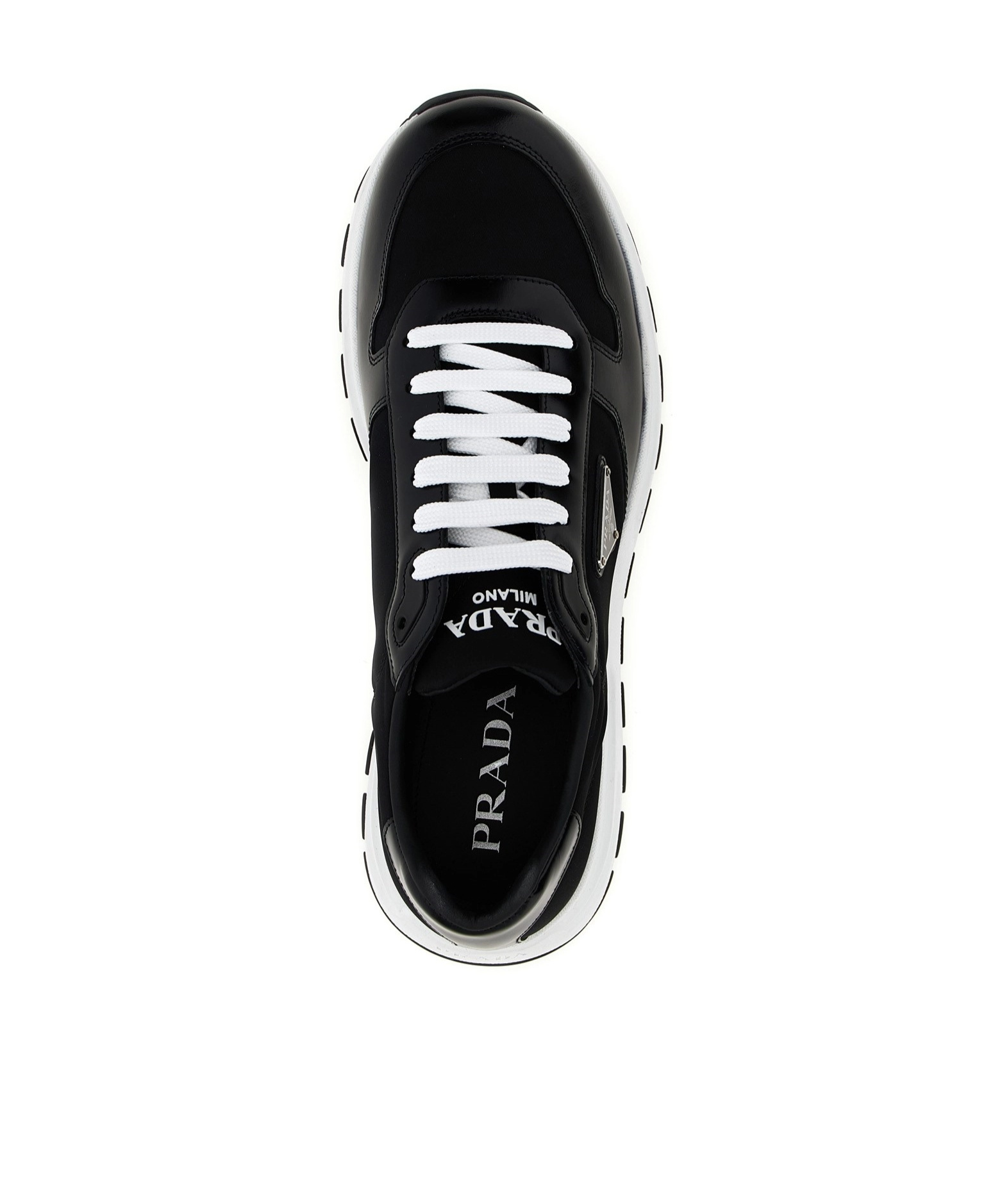 Prada Low-top Sneakers With Contrasting White Sole In White