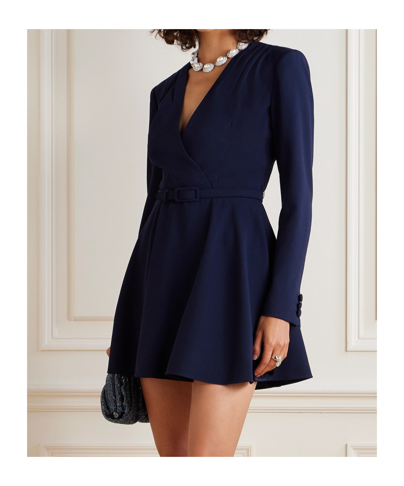 Alessandra Rich Long-sleeved Dress In Blue