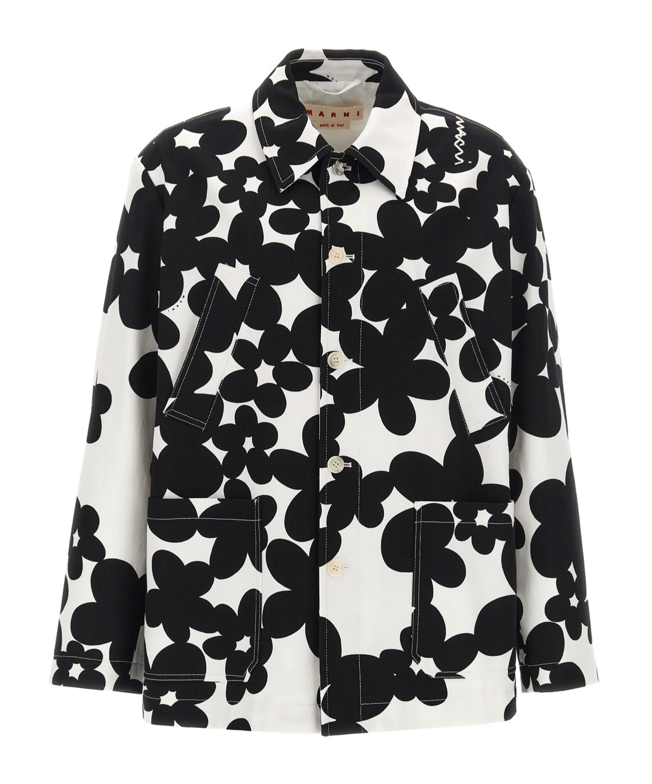 Marni 'floral Bloom' Jacket With Front Pockets In Black