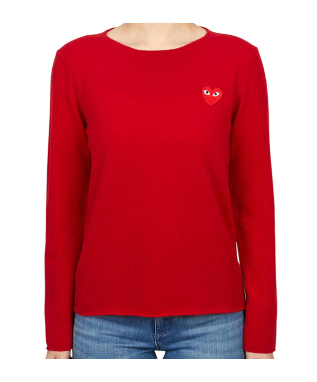Comme Des Garçons Long-sleeved Sweater In Red