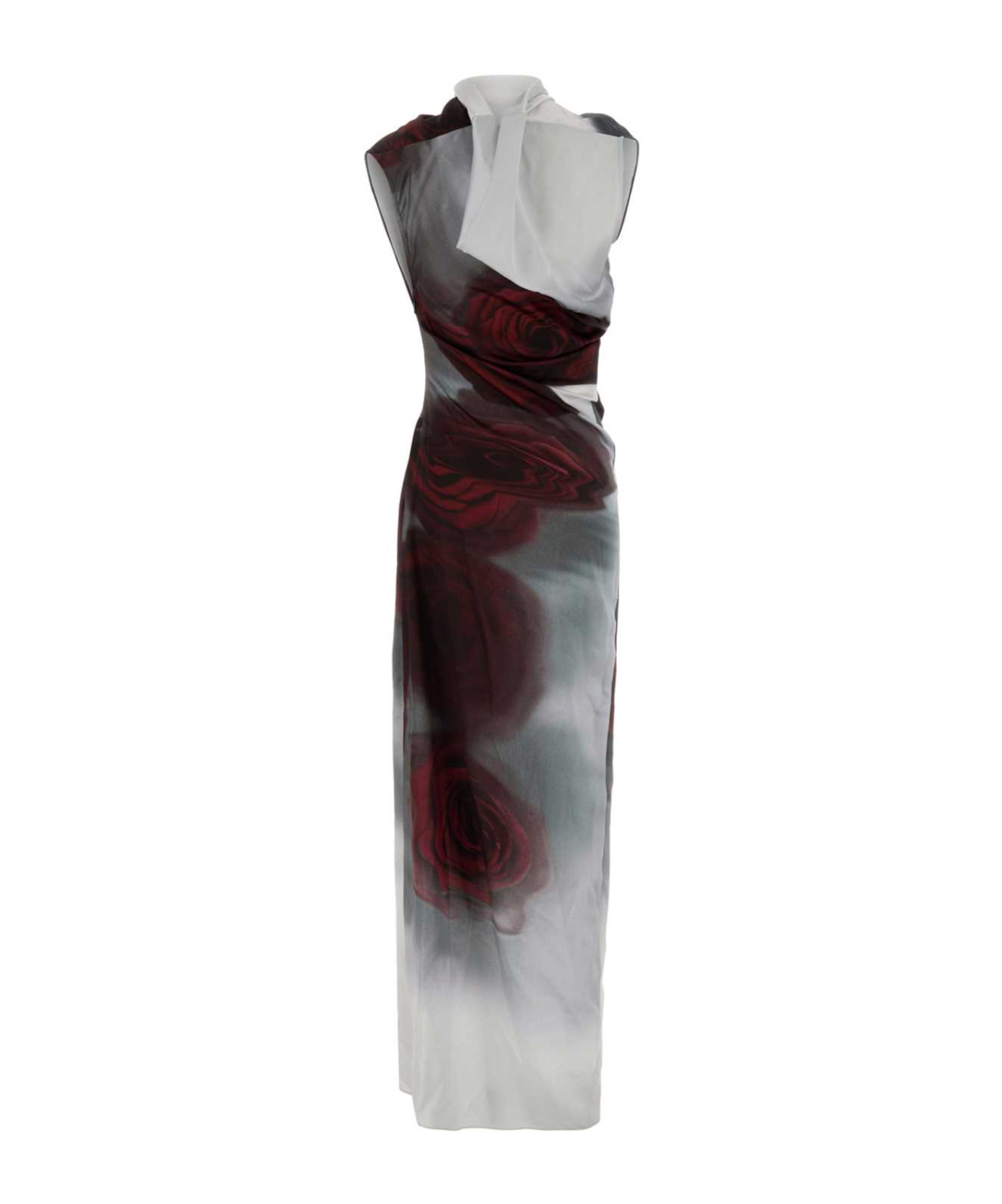 Jean Paul Gaultier Floral Maxi Dress With Blurry Roses Print In Black