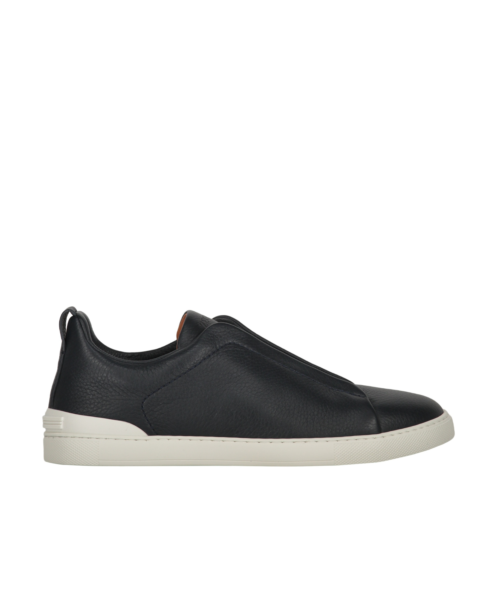 Zegna Triple Stitch Leather Sneakers In Black
