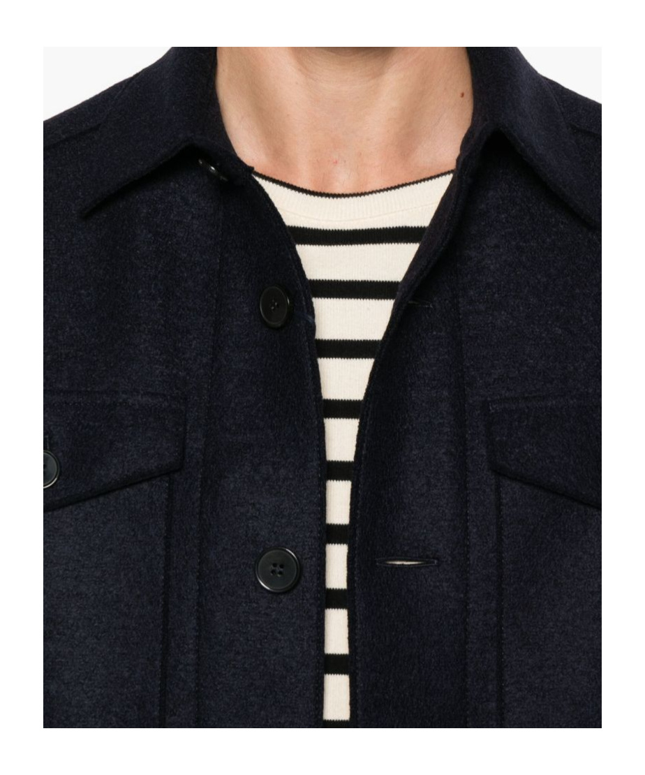Harris Wharf London Button-down Flap-pocket Shirt Jacket In Blue