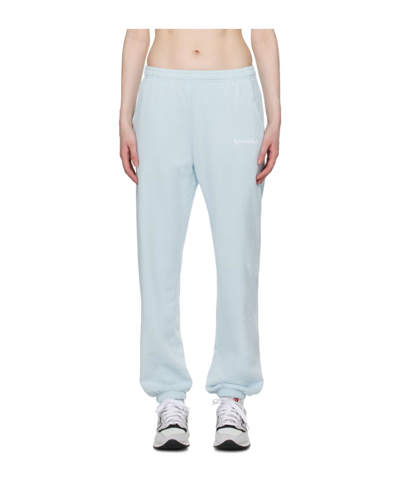 Shop Sporty And Rich Sporty Rich Logo Printed Elasticated Waistband Pants In Blue