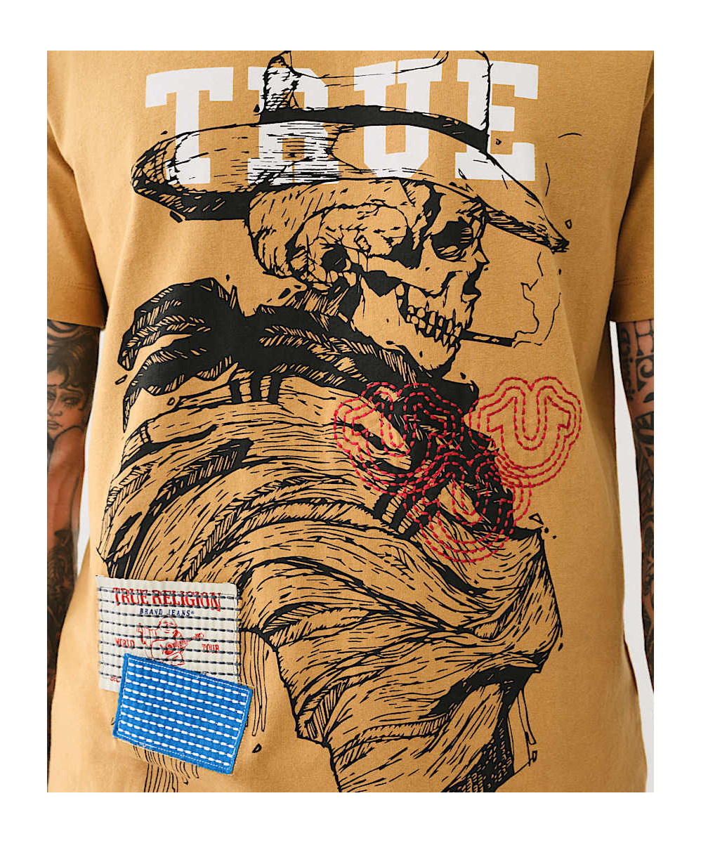 True Religion Skull Yellowstone Sashiko Tee In Multicolor