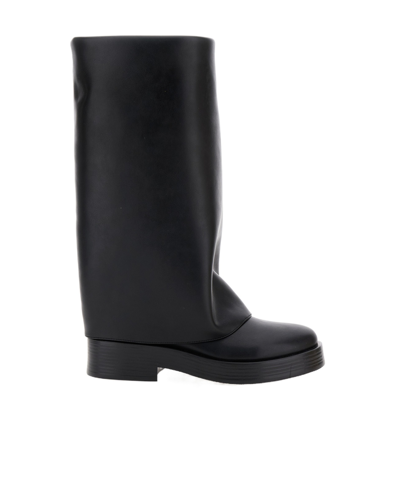 Casadei Layered Detail Leather Boots For Women In Black