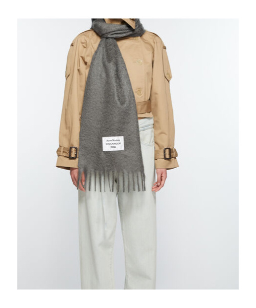 Acne Studios Logo-patch Scarf In Gray