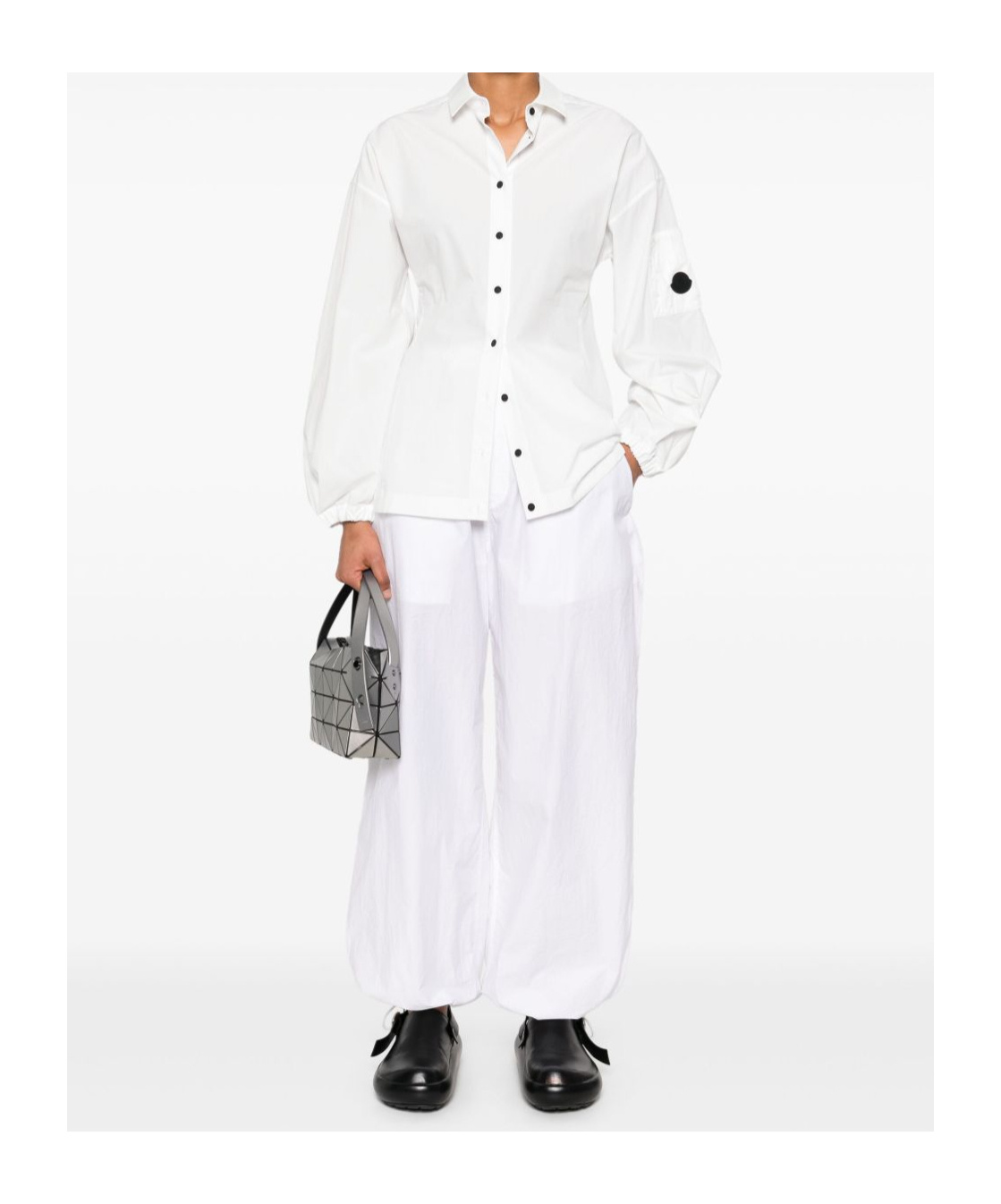Moncler White Cotton Shirt With Contrast Front Buttons In White