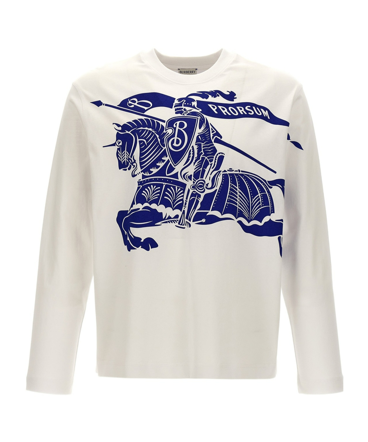 Burberry Crew Neck Graphic Print Long Sleeves Top In White