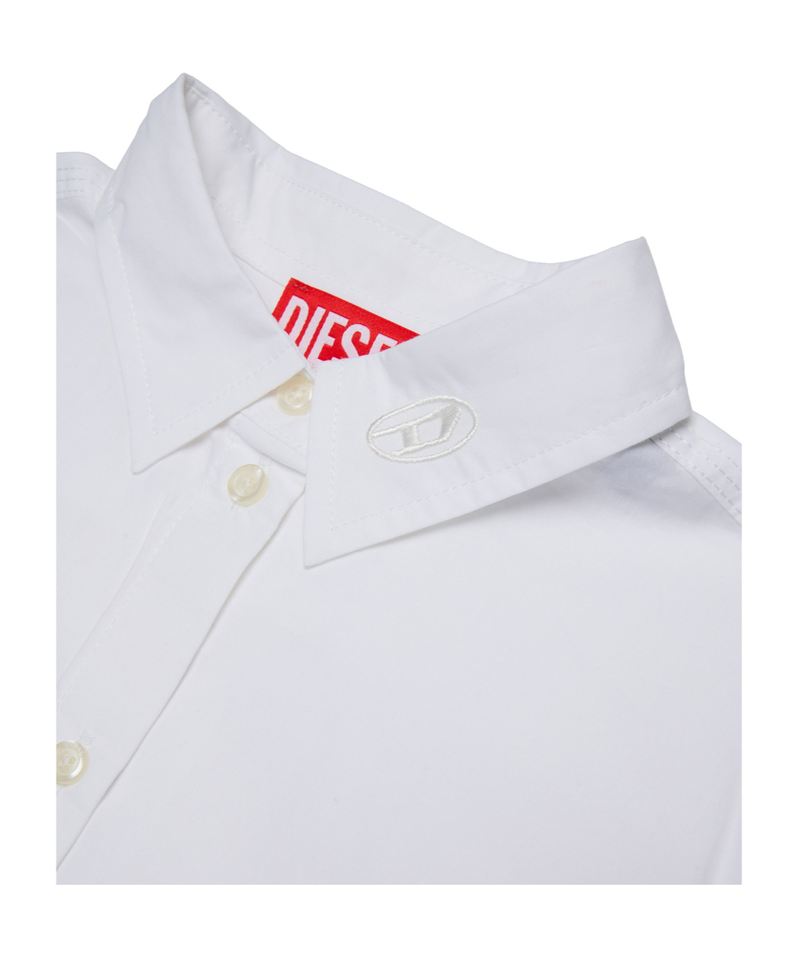 Diesel Camicia Boxy In Popeline Con Logo Sul Colletto In Blue