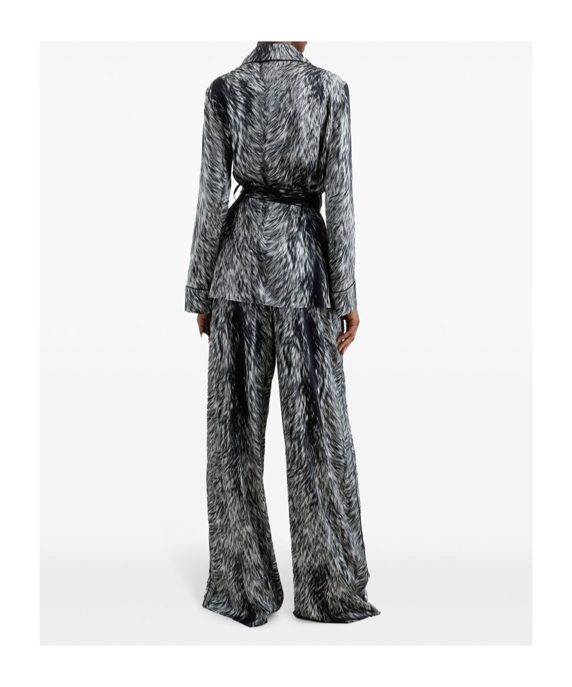 Dolce & Gabbana Silk Satin Pajama Pants With Fur Print