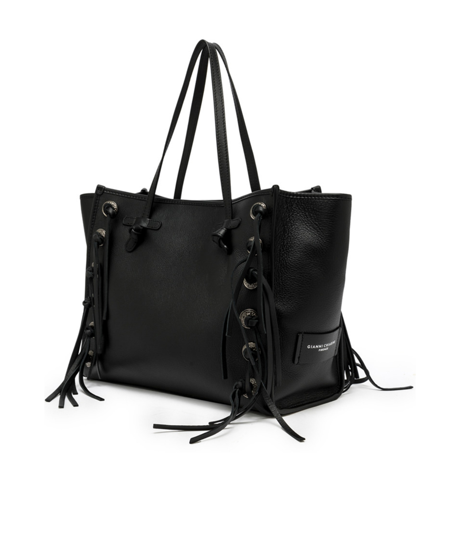 Gianni Chiarini Marcella Black Leather Bag With Fringes