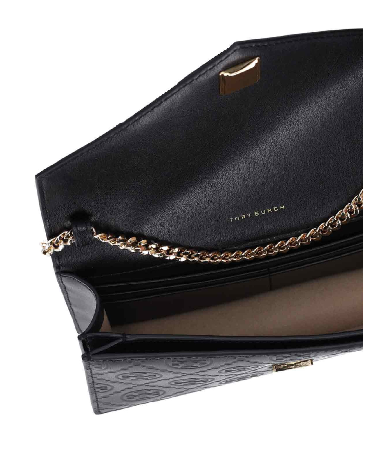 Tory Burch T Monogram Envelope Chain Wallet In Black