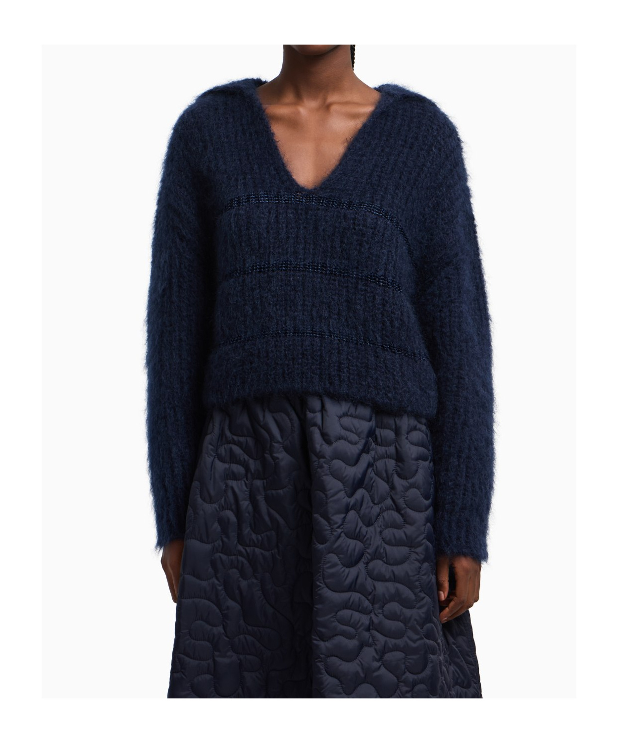 Emporio Armani Hair Wool-blend Knitted Sweater In Blue