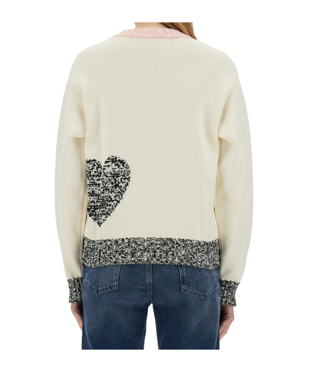 Moschino Relaxed Fit Sweater With Unique Inlay Pattern In White
