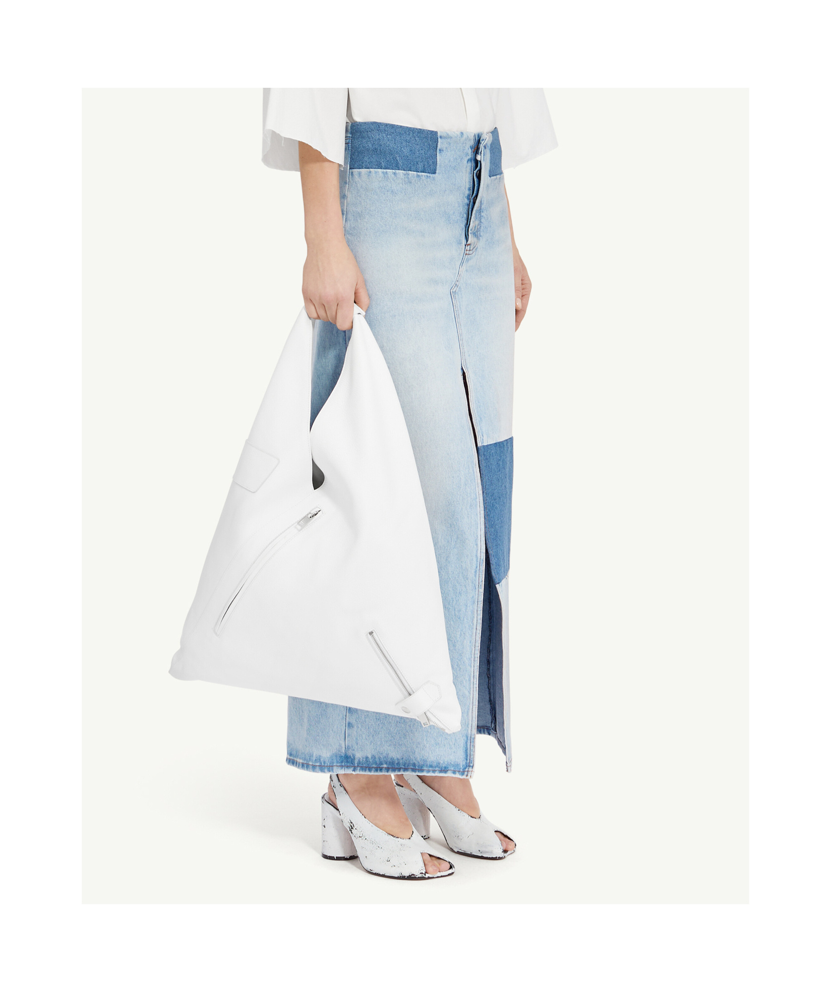 Shop Mm6 Maison Margiela Long Denim Skirt In Blue