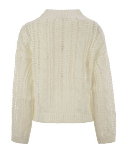 Brunello Cucinelli Cable-knit Mesh Jumper In Nude