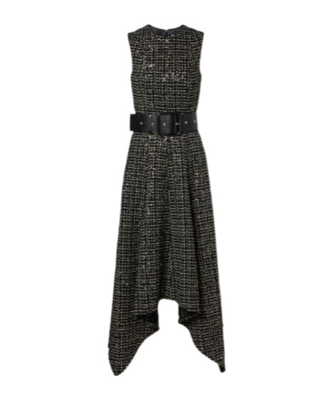 Safiyaa London Okimi Sequined Tweed Midi Dress In Black