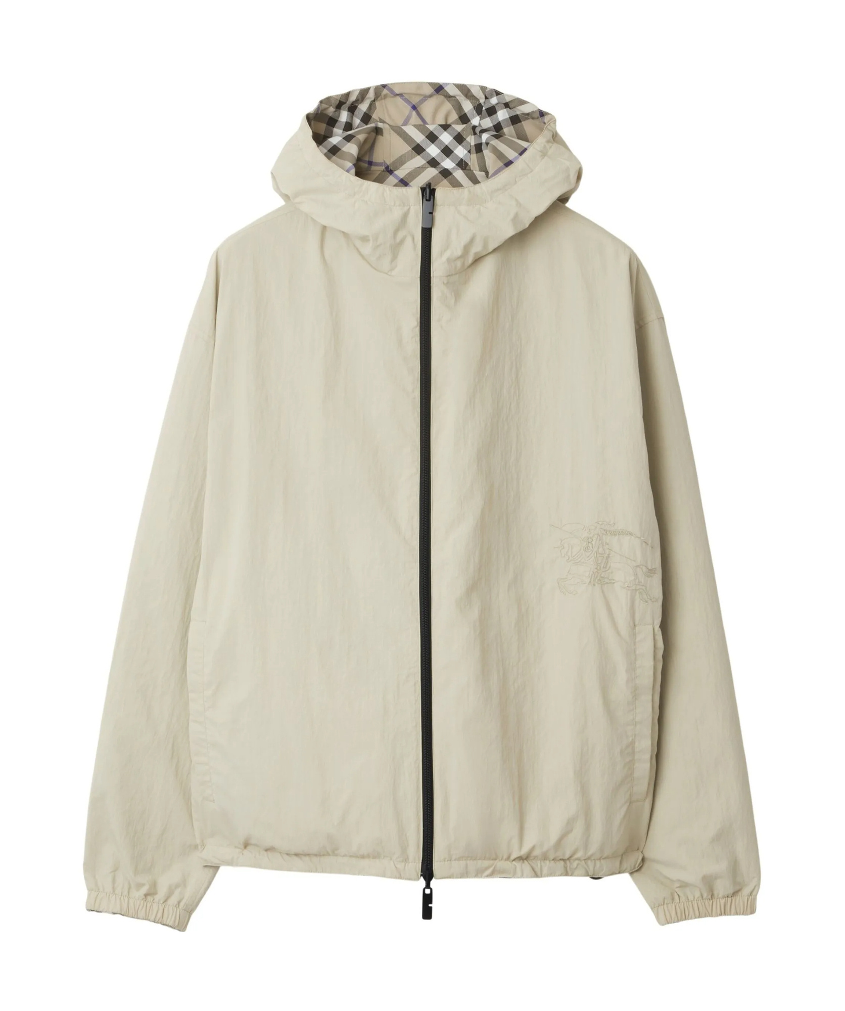 Burberry Checked Reversible Hooded Jacket In Gray