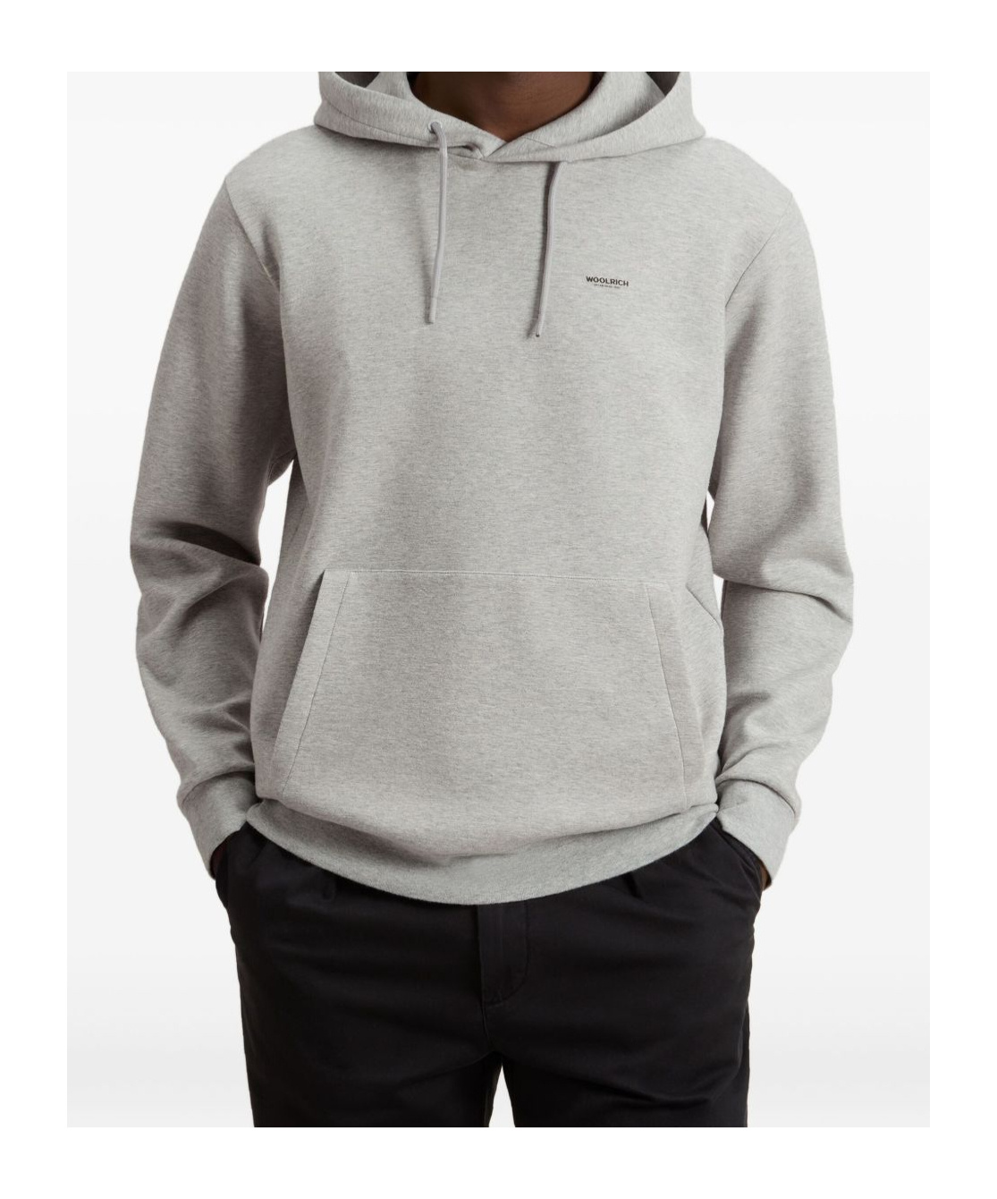 Woolrich Light Grey Hoodie With Adjustable Drawstring In Blue