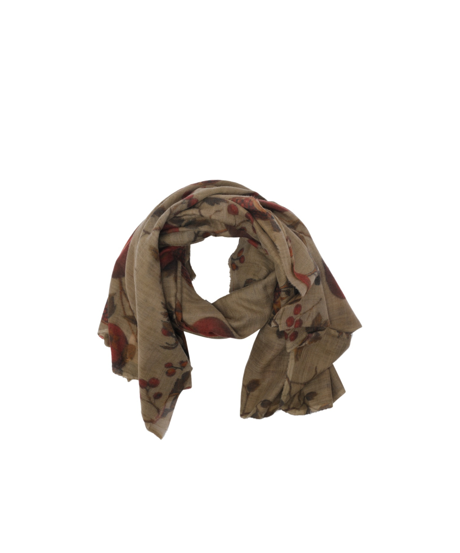 Uma Wang Floral Lightweight Patterned Rectangular Soft Scarf In Brown