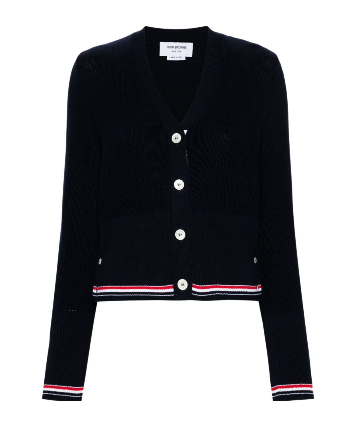 Thom Browne Rwb-stripe Cotton Cardigan In Blue