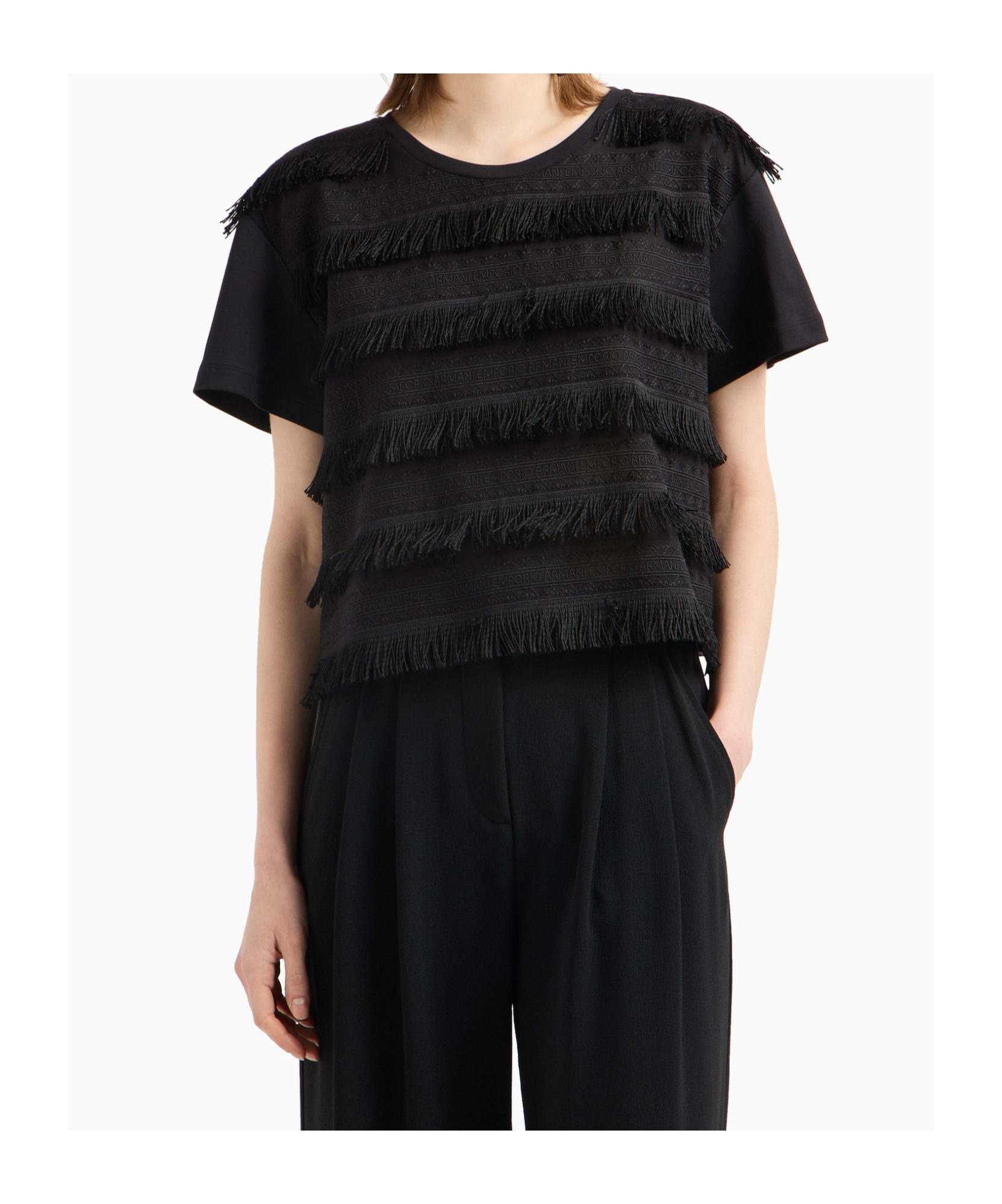 EMPORIO ARMANI FRINGED T-SHIRT