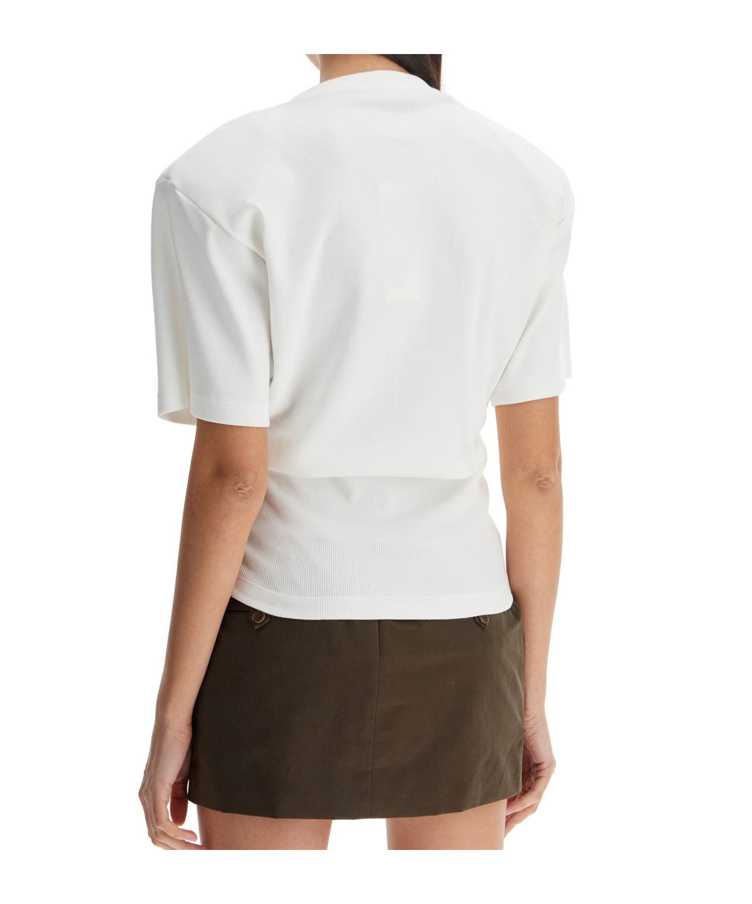 Magda Butrym Open-necked Black Shirt In White