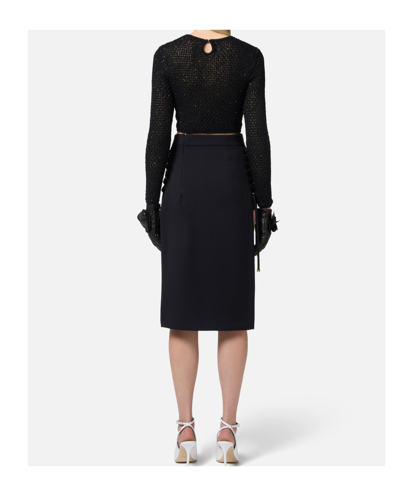 Elisabetta Franchi Skirt With Criss-cross Laces In Black