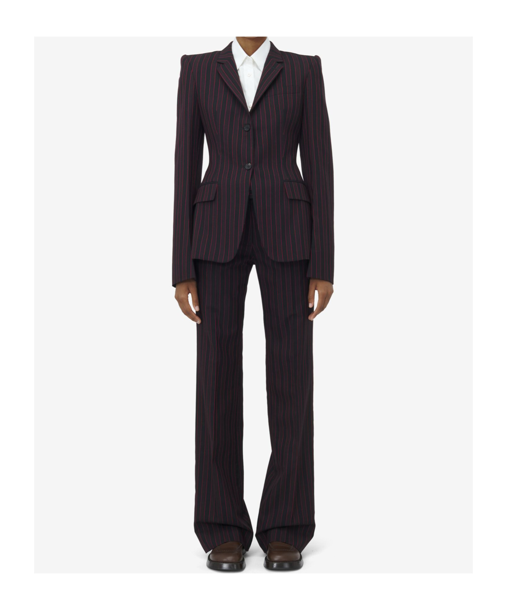 Alexander Mcqueen Striped Suit Coat In Black