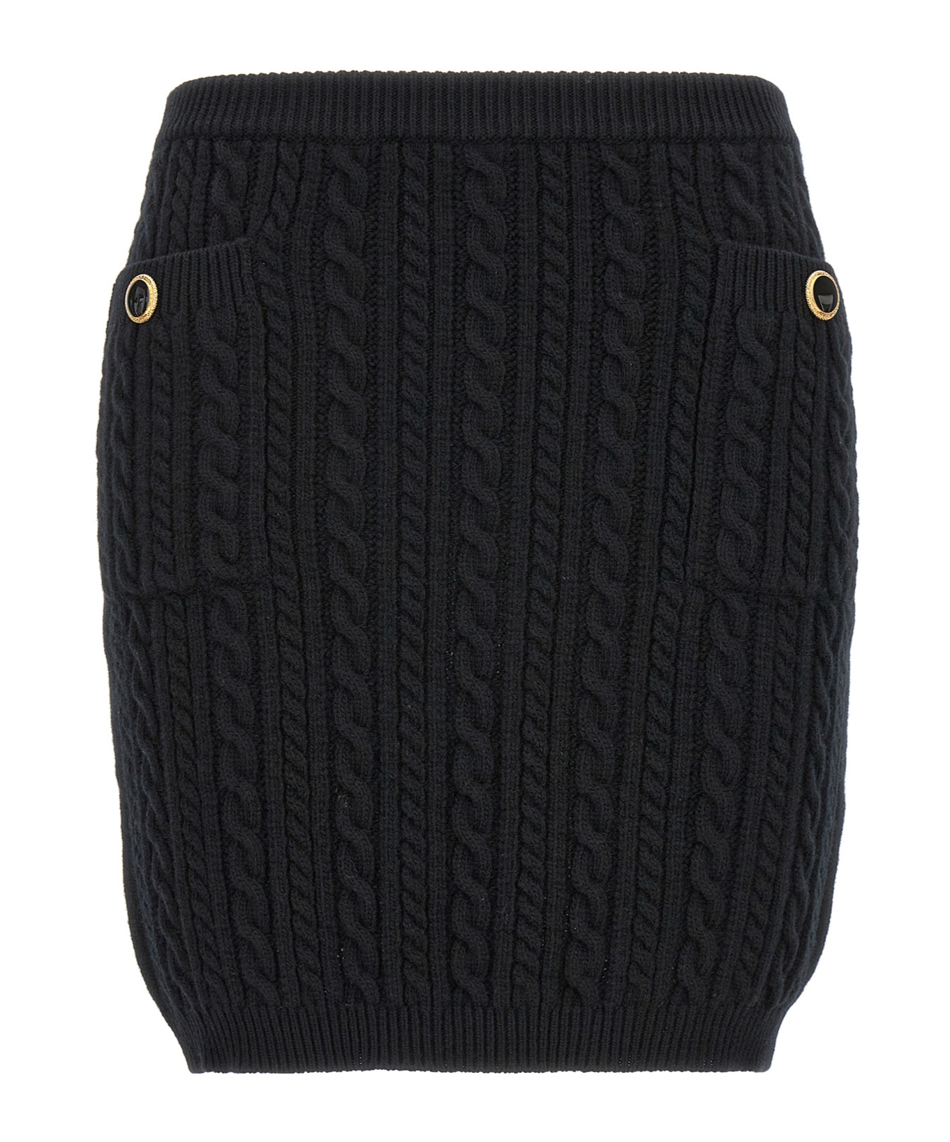 Alessandra Rich Mini Skirt With Jwl Buttons In Black