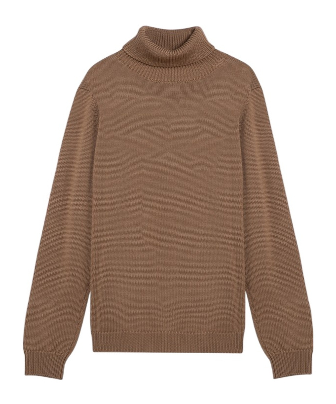 Roberto Collina Camel Merino Wool Turtleneck Pullover In Brown