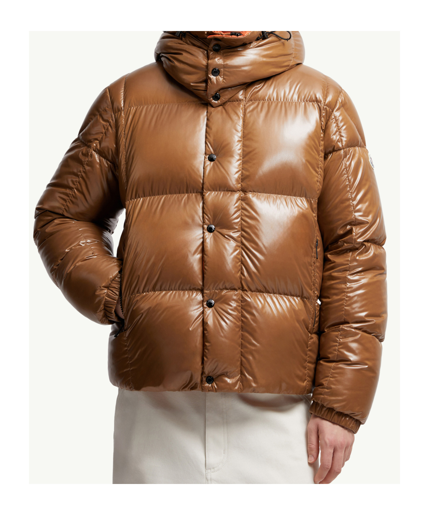 Moncler Parana Hooded Cropped Down Jacket In Brown