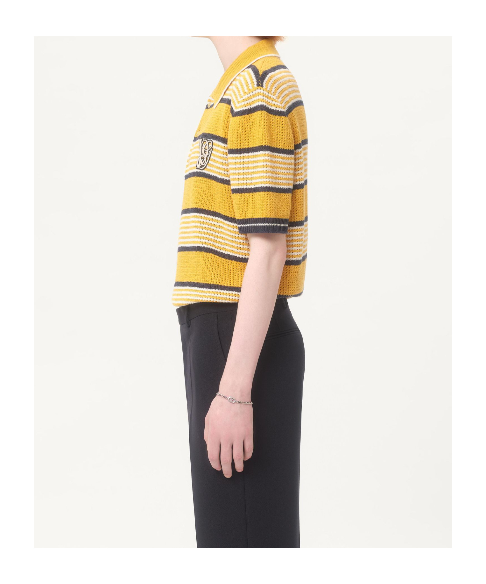 Valentino Long-sleeved Linen And Cotton Polo Shirt With Vg Patch