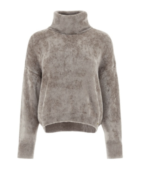 Herno Turtleneck Cropped Sweater In Brown
