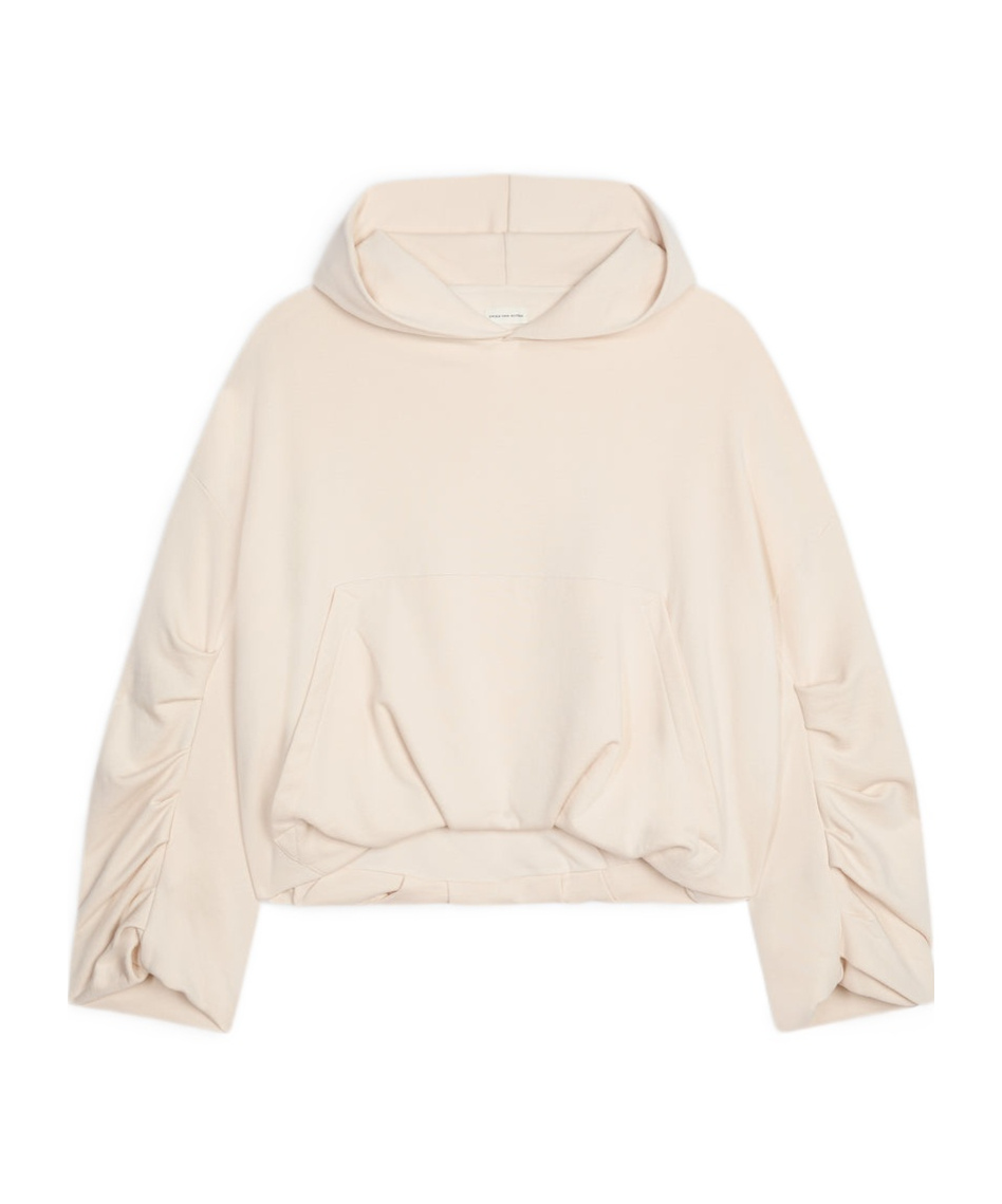 Dries Van Noten Long-sleeved Draped Hoodie In White