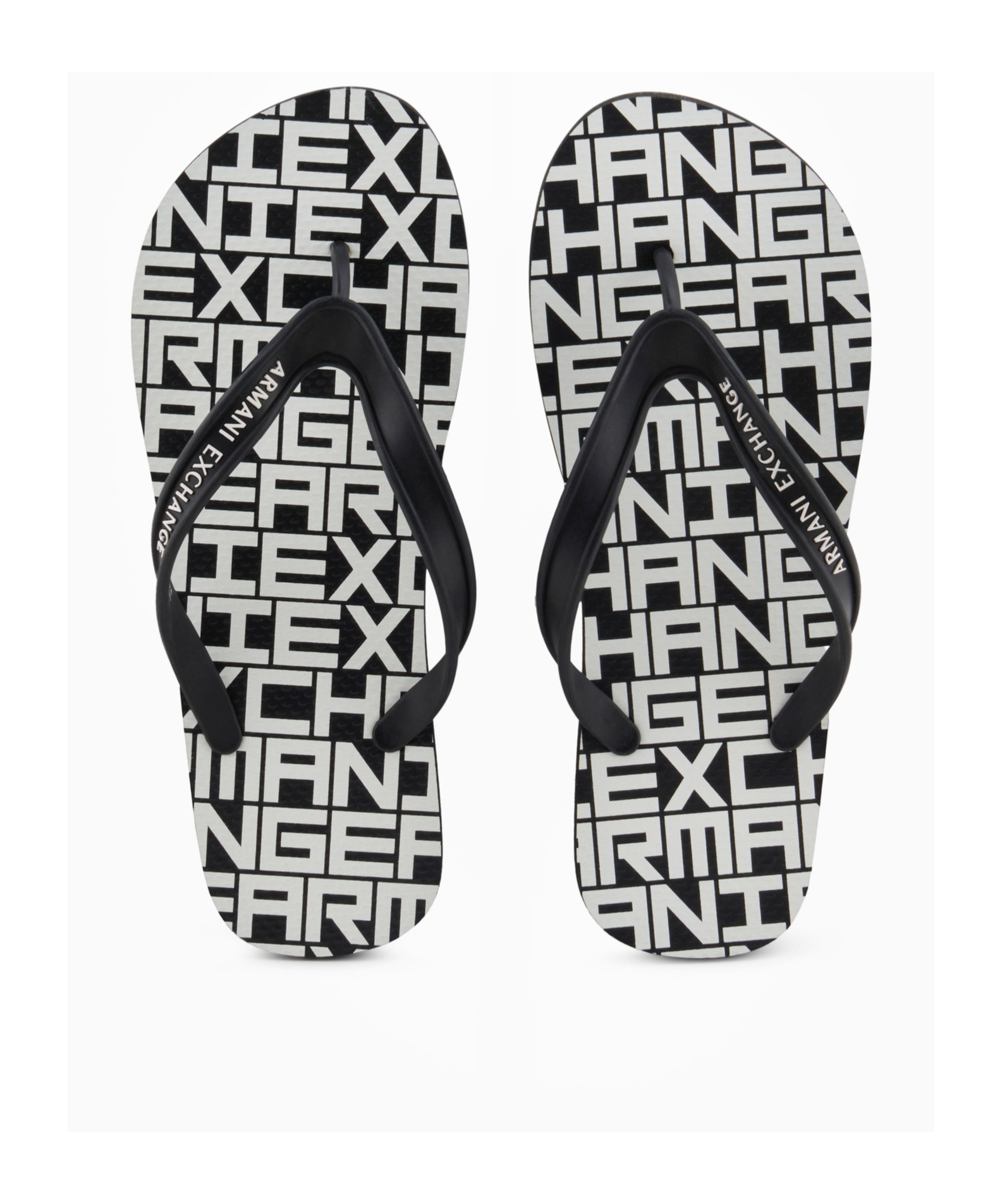 Armani Exchange Rubber Flip Flops With Logo Writing
