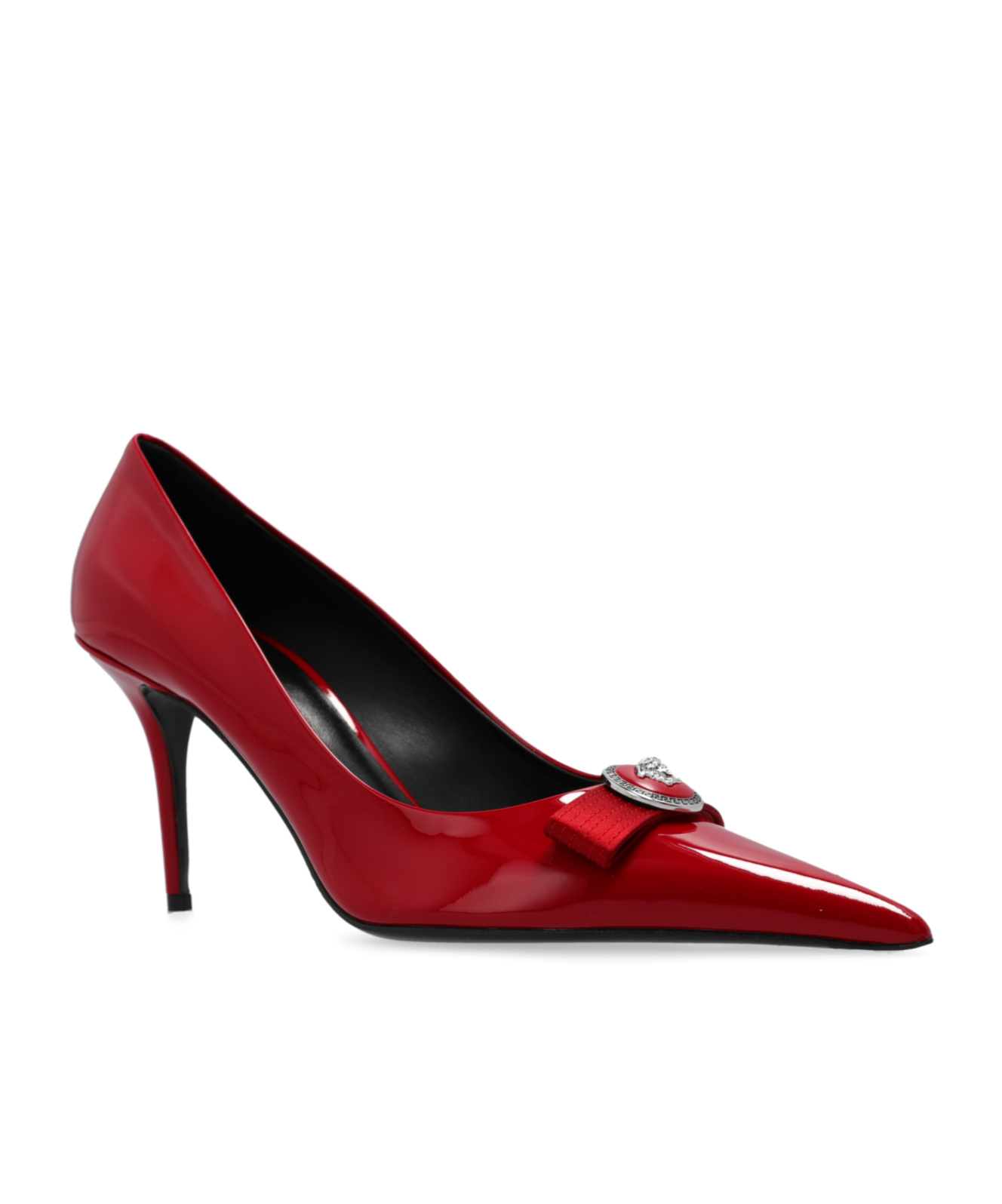 Versace Gianni Ribbon Escarpins Vernis 85 Mm In Red