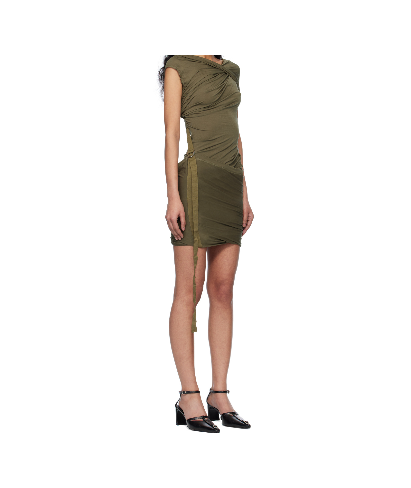 Helmut Lang Draped Dress In Brown