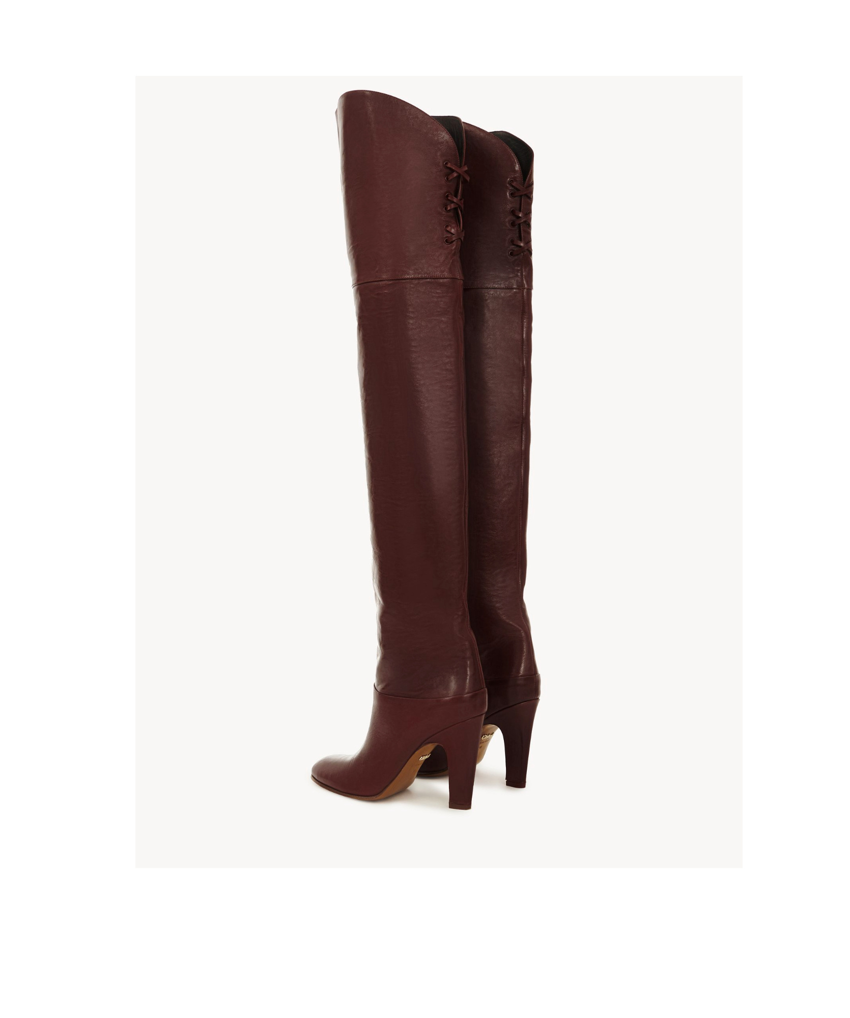 Chloé Eve Leather Over-the-knee Boots In Burgundy