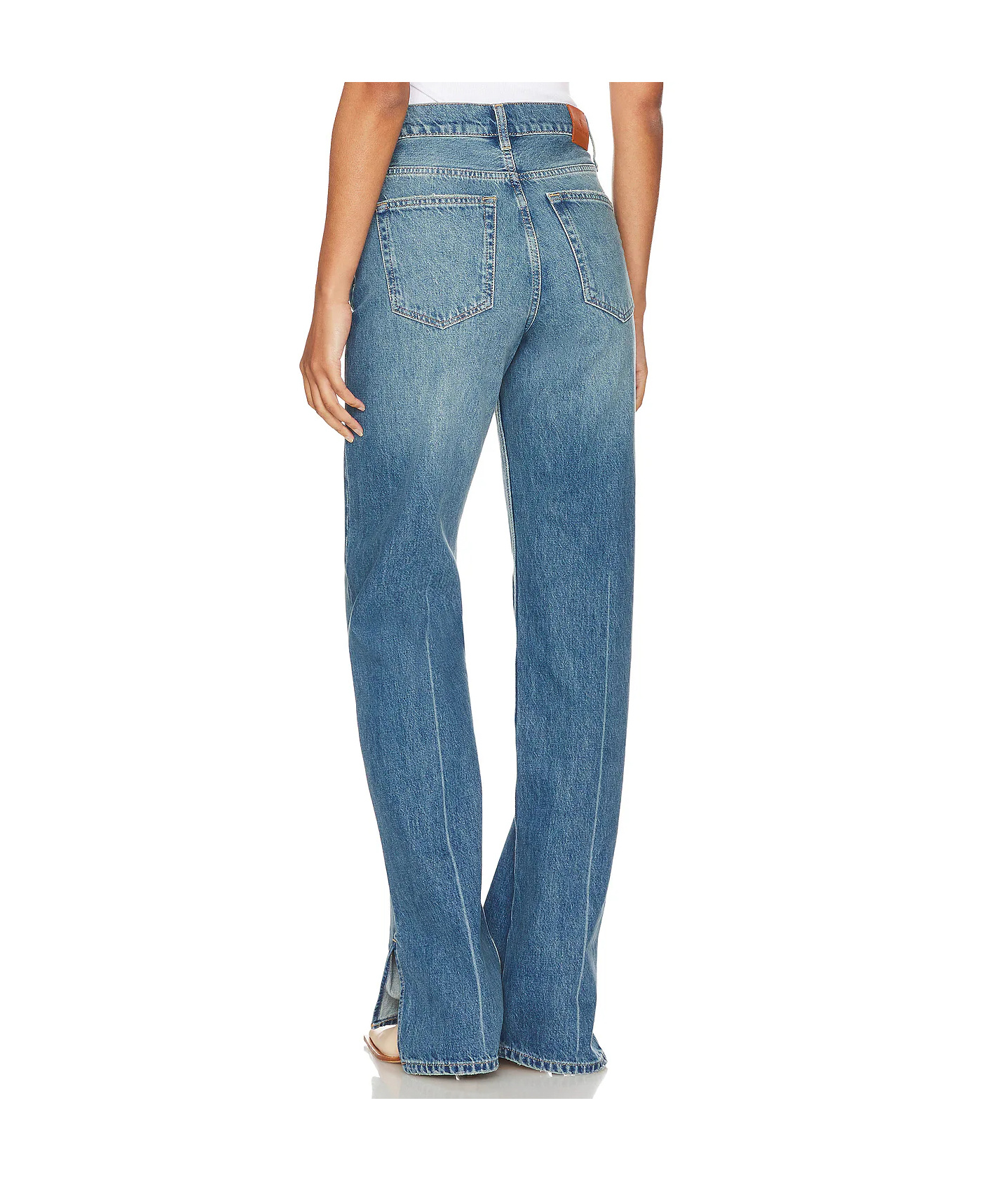Anine Bing Ankle-slit Straight-leg Jeans In Blue