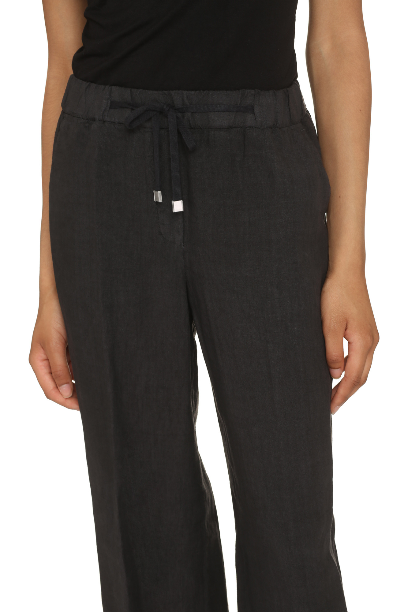 Peserico Elastic Waist Casual Pants In Black