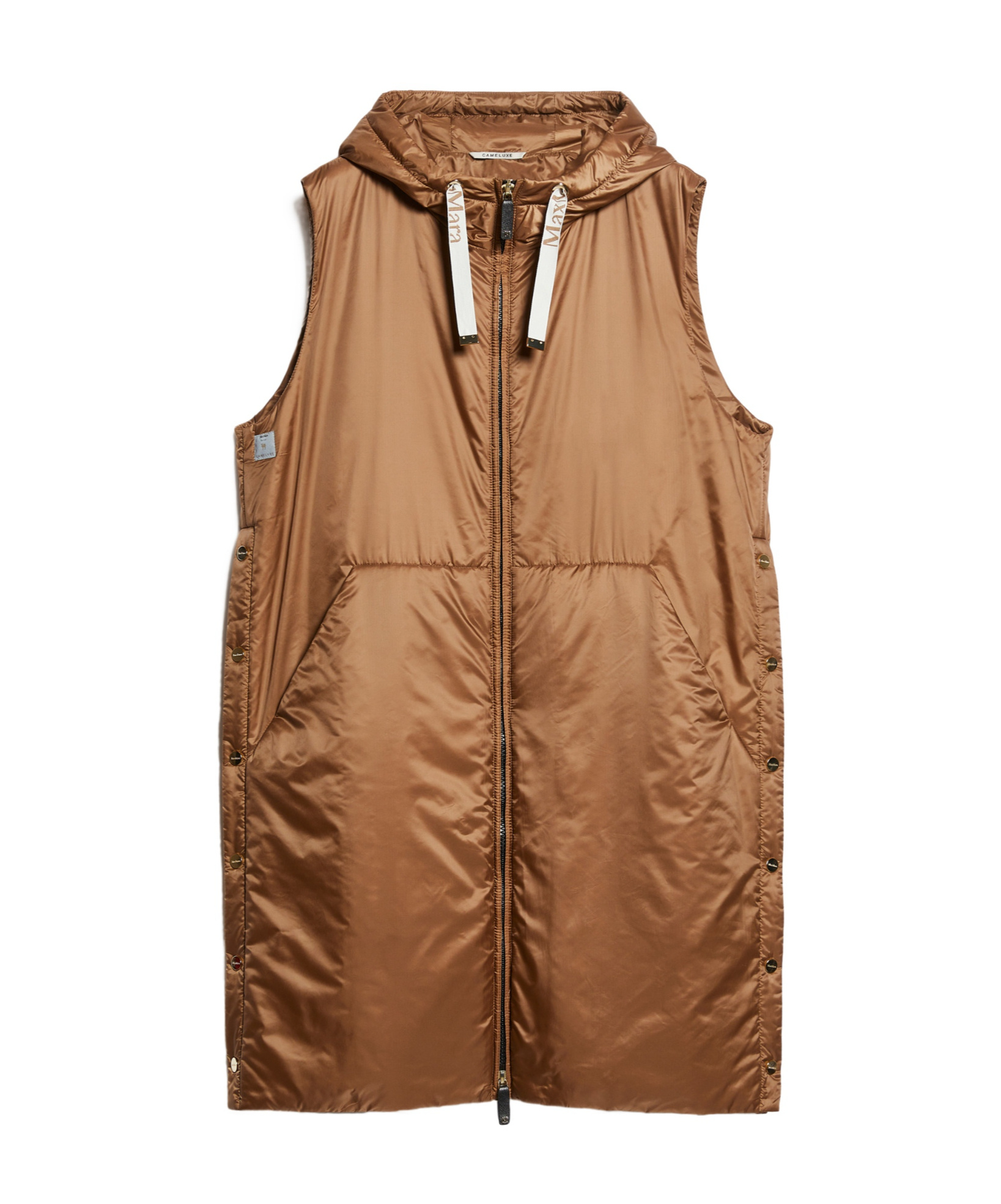 Max Mara Waterproof Canvas Mid-length Vest In Brown