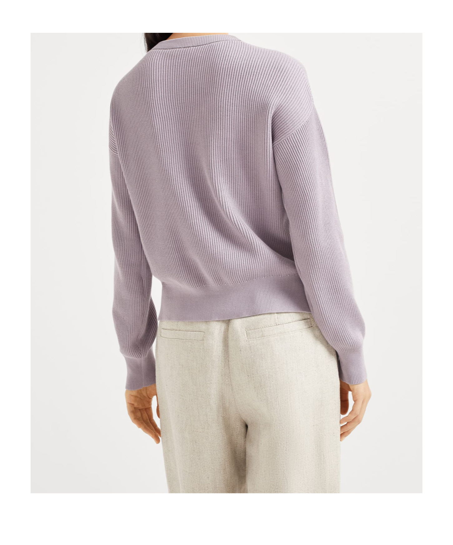 Brunello Cucinelli Round-collar And Long-sleeved Sweater In Purple