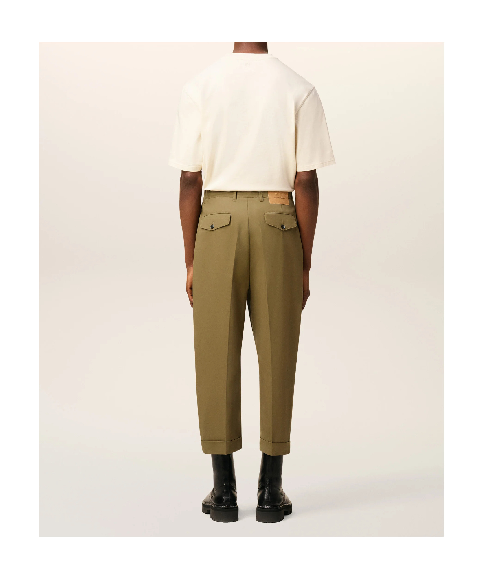 Ami Alexandre Mattiussi Green Cotton Carrot Oversized Trousers Green In Brown