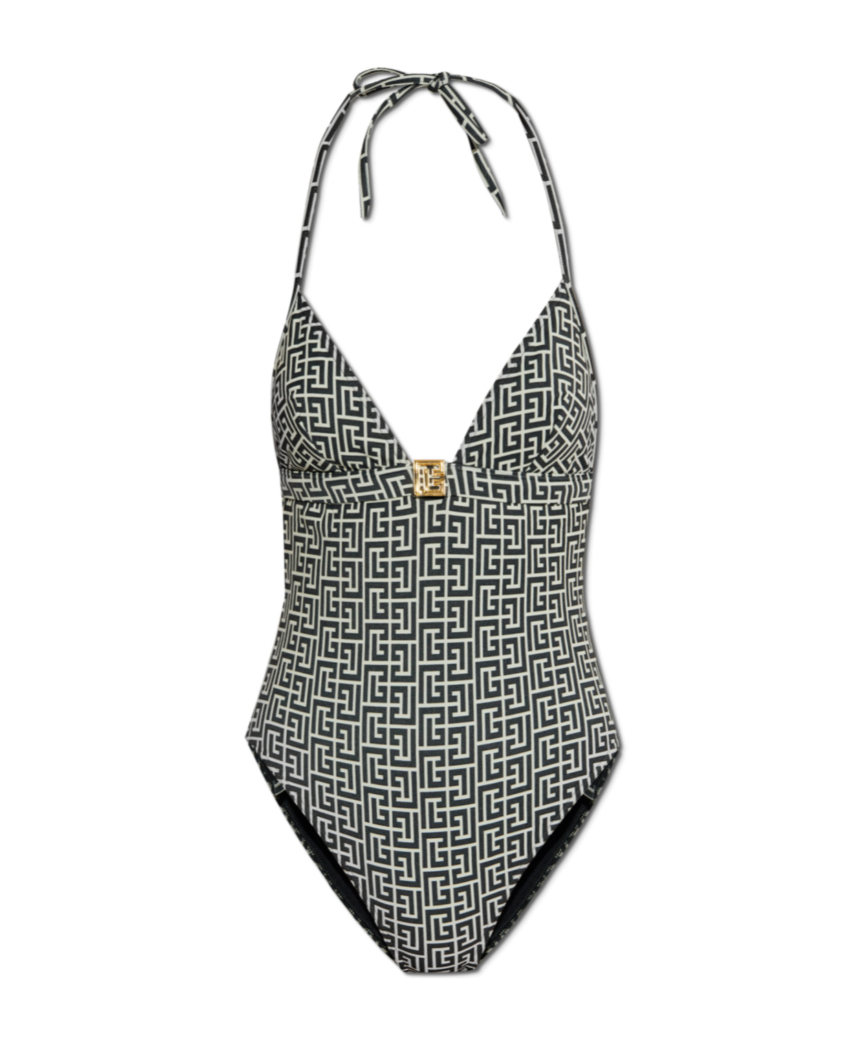 Balmain Monogram-pattern Swimsuit In Black