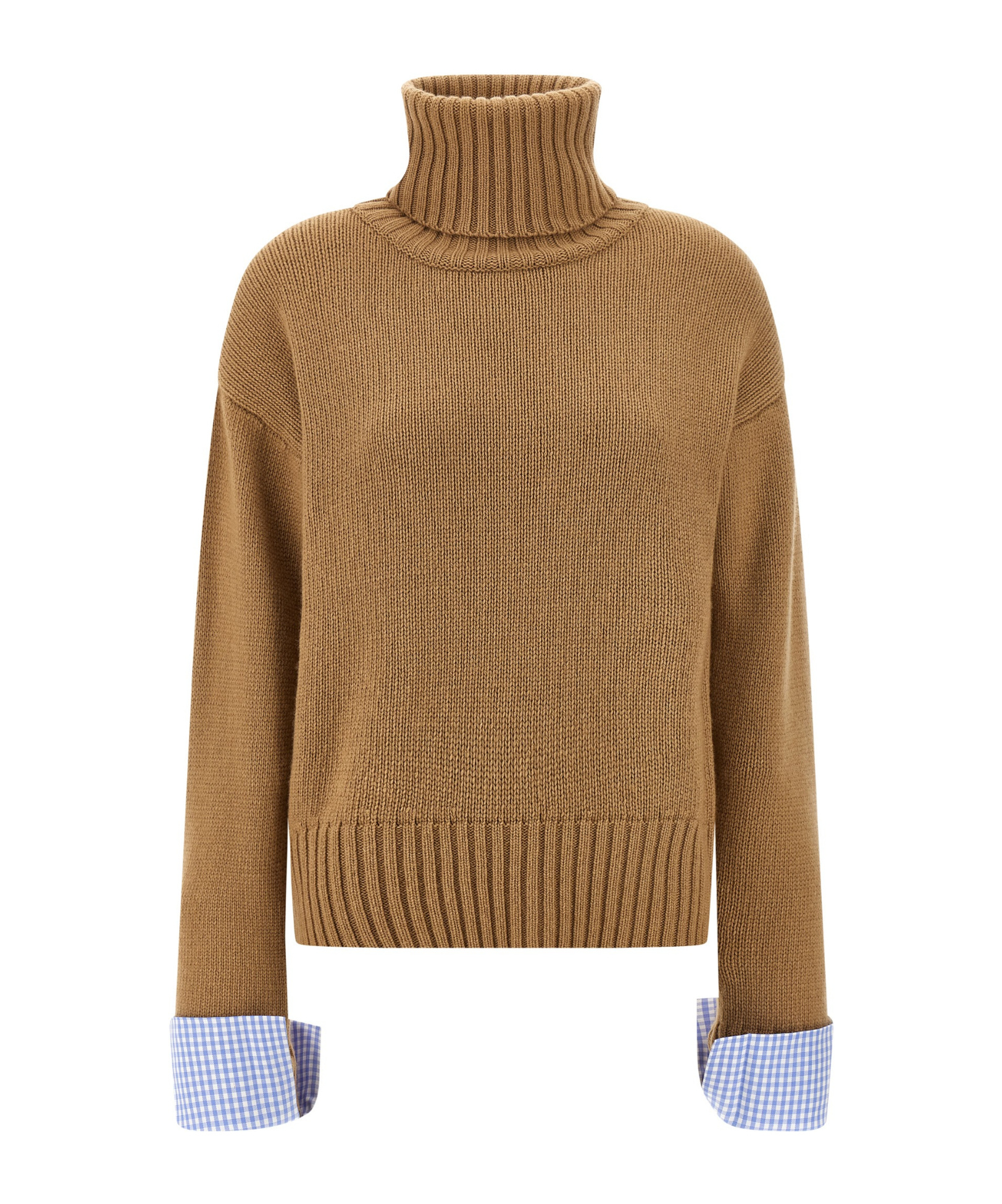 Jejia Vichy Cuffs Sweater In Brown