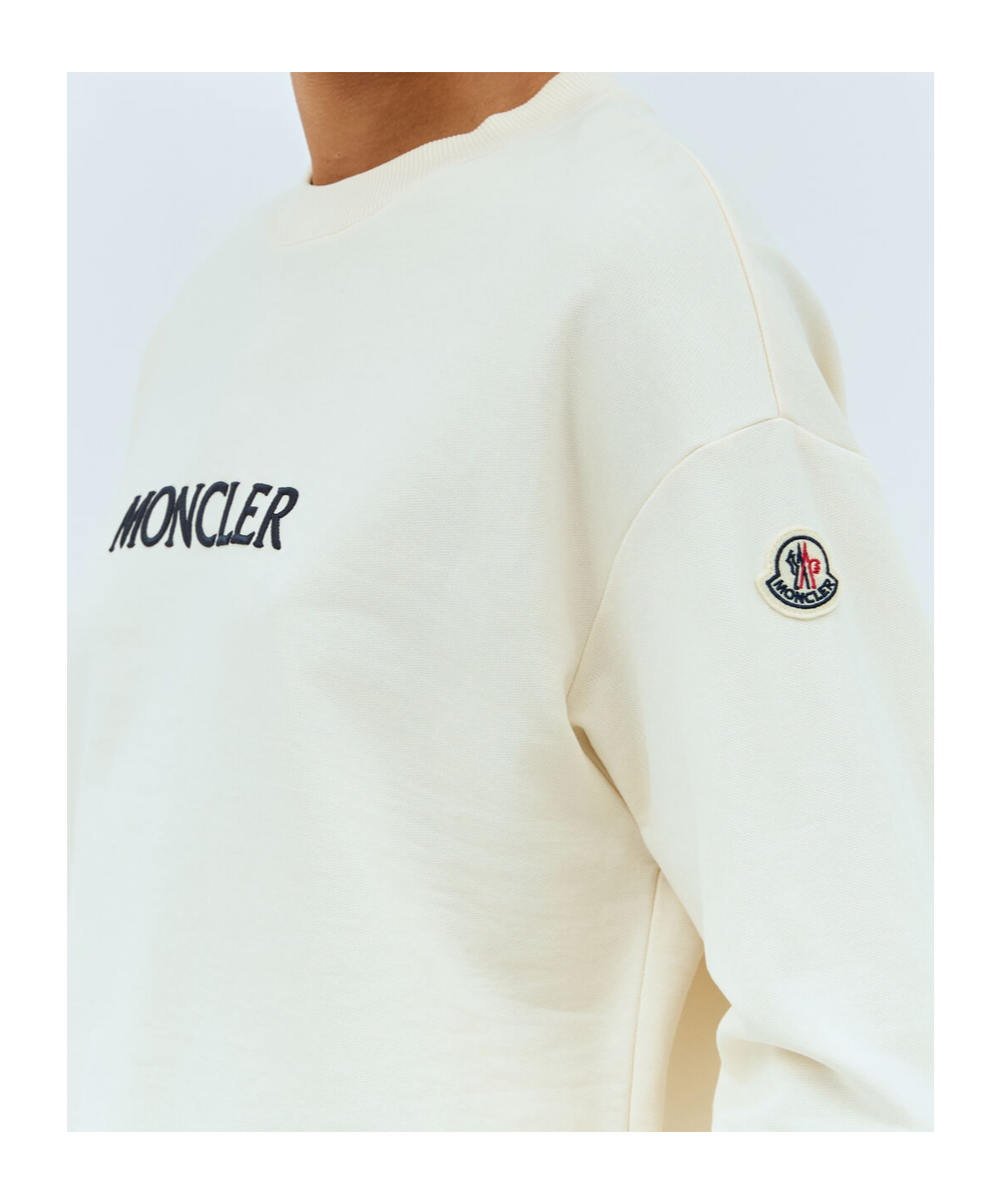 MONCLER EMBROIDERED TONAL LOGO COTTON SWEATSHIRT
